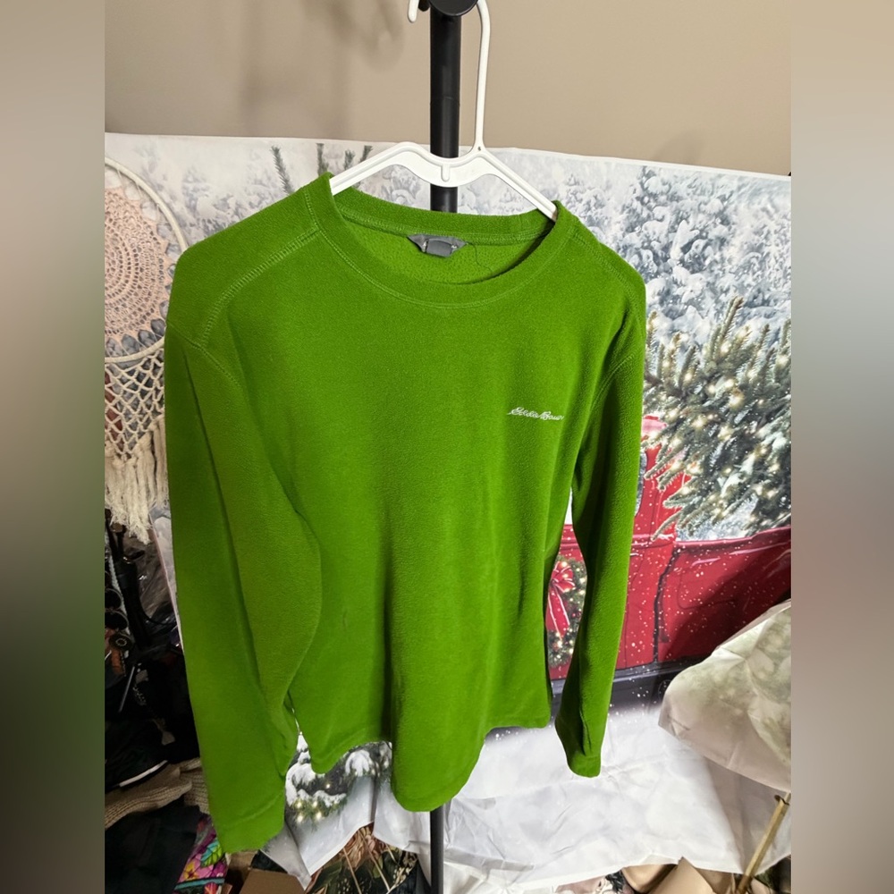 Eddie Bauer Men's Green Fleece Long Sleeve Sweater Size Medium